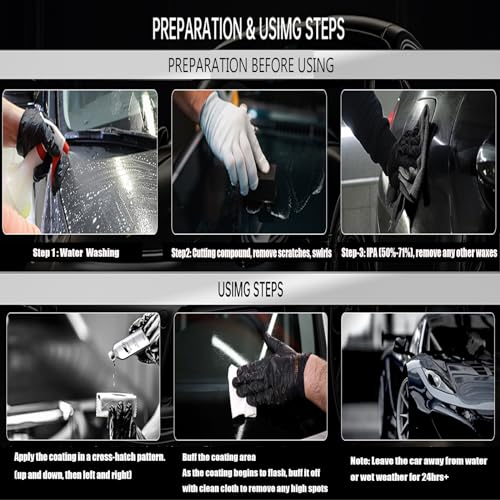 Autokcan Nano Ceramic Coating for Cars, 10H High Gloss 50ML Anti-Scratch SiO2 Ceramic Coating High Hydrophobic Mirror Paint Sealant Protection with Gloves