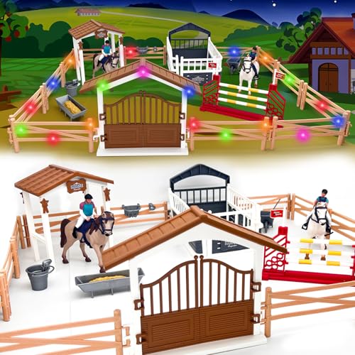 PIIMNT, Set di giocattoli per cavalli, con ostacoli e recinzioni per cavalli e bambini