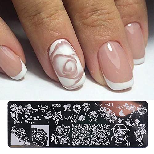 6 Pcs Animal Print Nail Stamping Plates Snake Leopard Print Lace Rose Nail Stamping Templates Nail Art Stamper Plates Manicure Nail Supplies #TOP3
