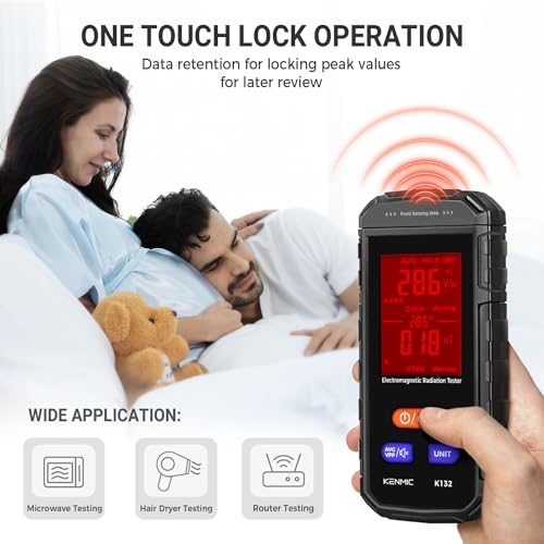 Image of EMF Meter - Rechargeable Handheld Electromagnetic Field Detector with Digital LCD - Ideal for Home, Office, Outdoors, and Ghost Hunting