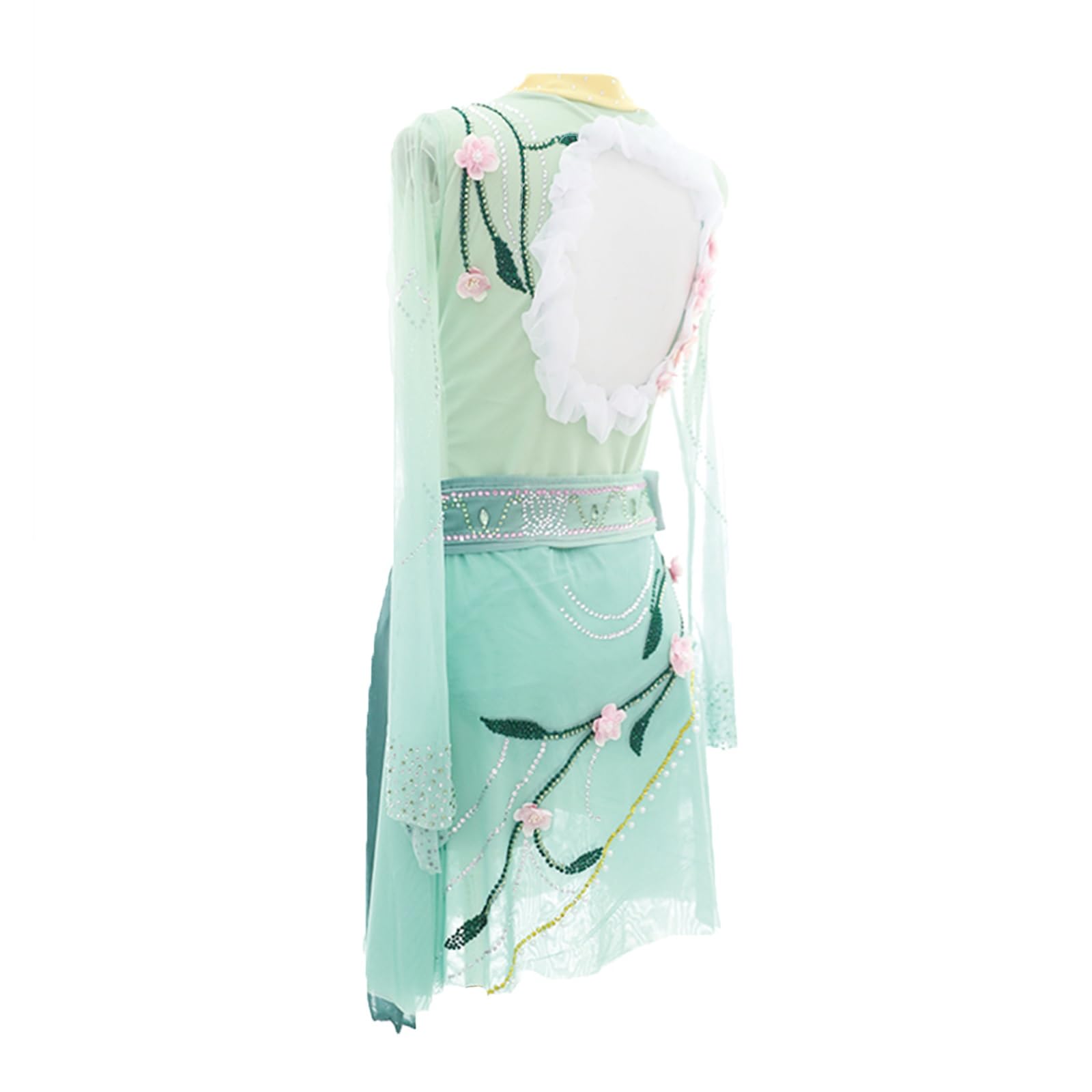 Vestido De Patinaje Artístico for Niña, Leotardo De Manga Larga Con Diamantes De Imitación for Entrenamiento De Práctica De Patinaje Sobre Hielo