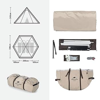 Naturehike ワンポールピラミッドテント3-4人用 Amazon.co.jp: Naturehike 3-4人用 六辺形ピラミッド型 ワン