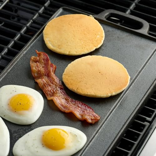 Taylor & Brown X-Large Non-Stick Cast Iron Reversible Griddle Plate Pan Double Sided for BBQ & Hob Cooking with Non-Stick Ridged and Flat Surfaces and Drip Tray, 50 x 23cm - Image 4