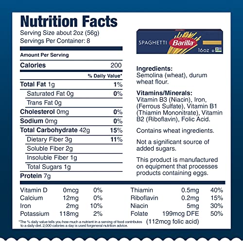 image for Barilla Spaghetti Pasta, 16 oz. Box (Pack of 8) - Non-GMO, Made with D