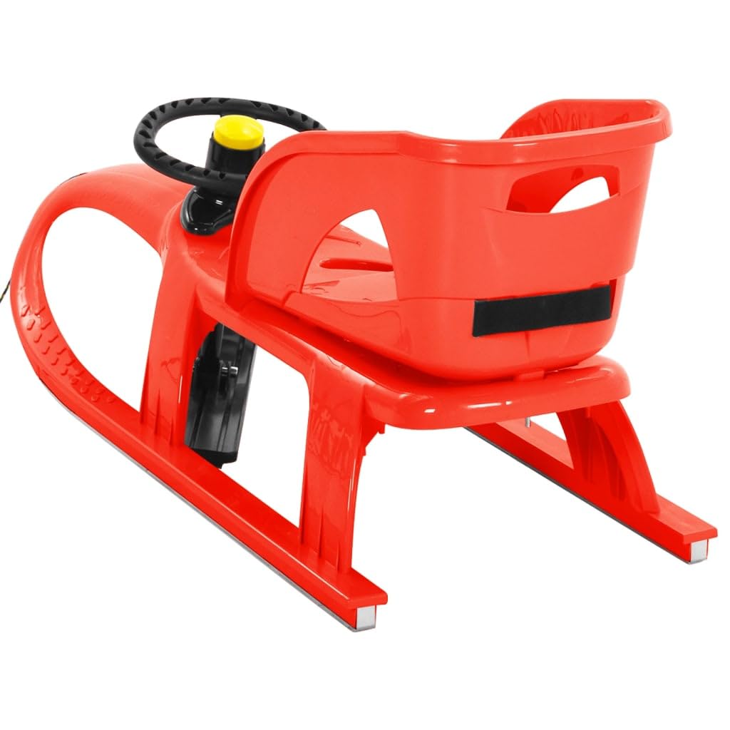 Mangloder Blau Kinder Schlitten mit Lenkrad 102,5x40x aus Polypropylen und Stahl für sichere Winterabenteuer, geeignet ab Monaten, belastbar bis, mit Zugseil