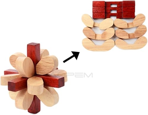 Miniatura 7 de 6 rompecabezas de madera para el cerebro 3D, bloques entrelazados para niños y adolescentes, juegos casurales de entrenamiento de lógica cerebral (E)