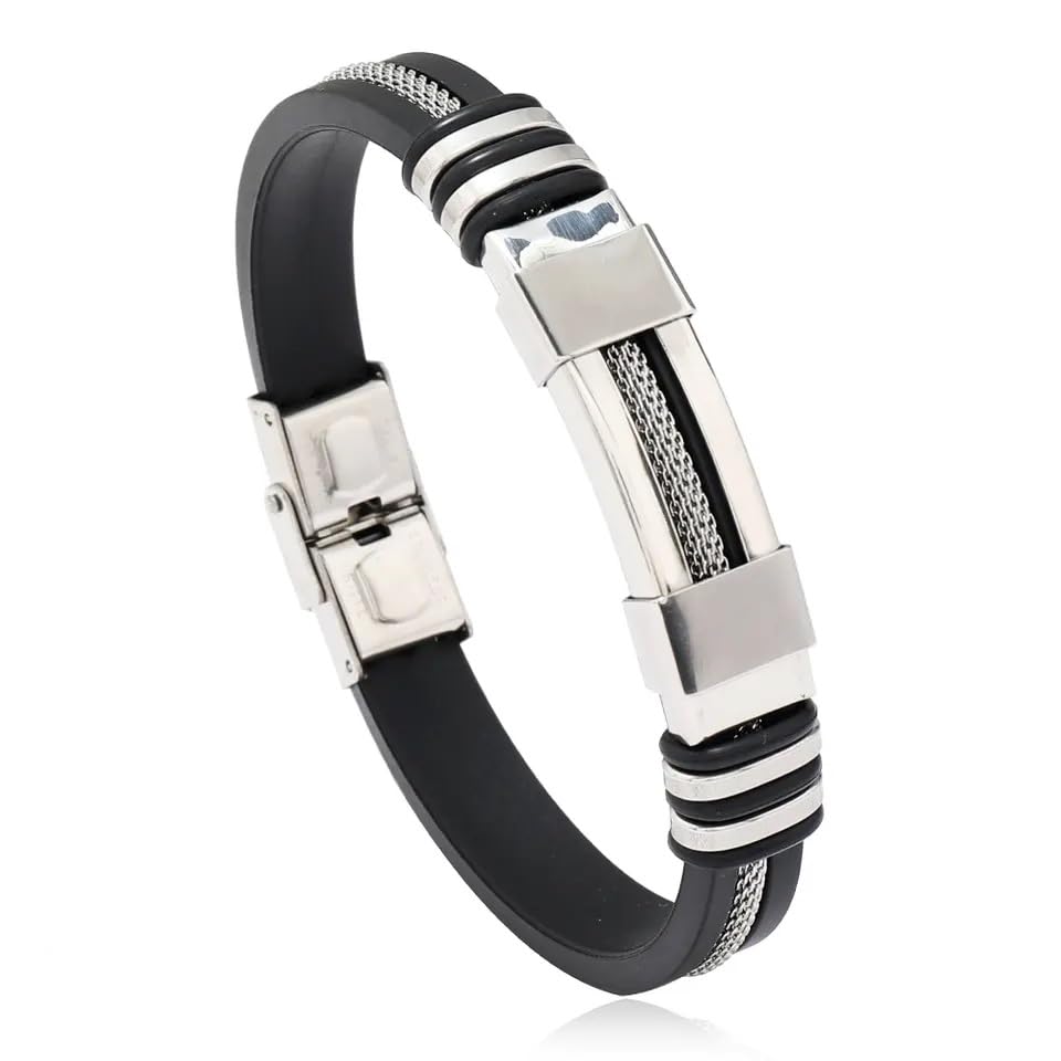 Amaal Bracelets for Men and Boys Black Leather Bracelet for Men Magnetic-Clasp Genuine Leather Braided Wrap Bracelets for Men | Stylish Silver Stainless Steel Birthday Gift Anniversary Husband -305 (B0CDXSCK6Z) Amazon Price History, Amazon Price Tracker
