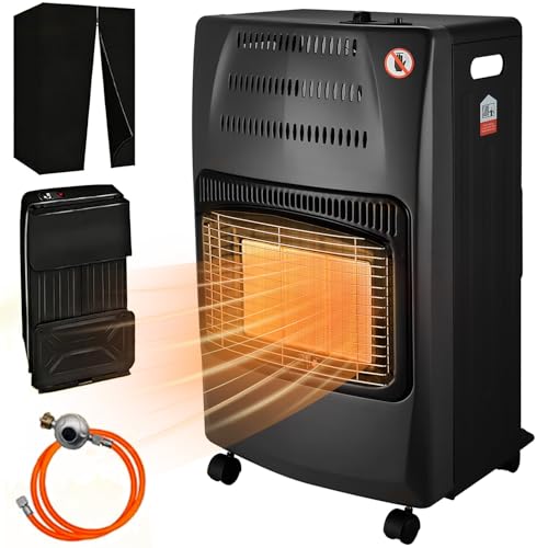 Vivicreate Chauffage au Gaz Propane 4200 W avec Système ODS et Protection Anti-Basculement Chauffage Extérieur pour Patio Garage Camping Régulateur et Tuyau Inclus Noir (Black)