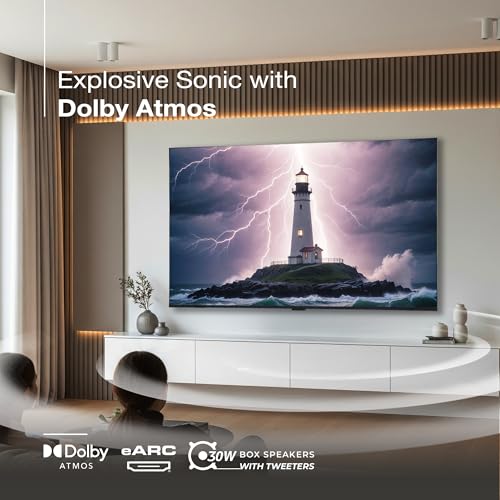 Image of SANSUI 165cm (65) 4K QLED Google TV with Dolby Vision, HDR10+, Dolby Atmos Sound with Tweeters, HSR 120Hz, MEMC, 30W Surround Sound, FloLED Panel JSW65UG23Q (Black)