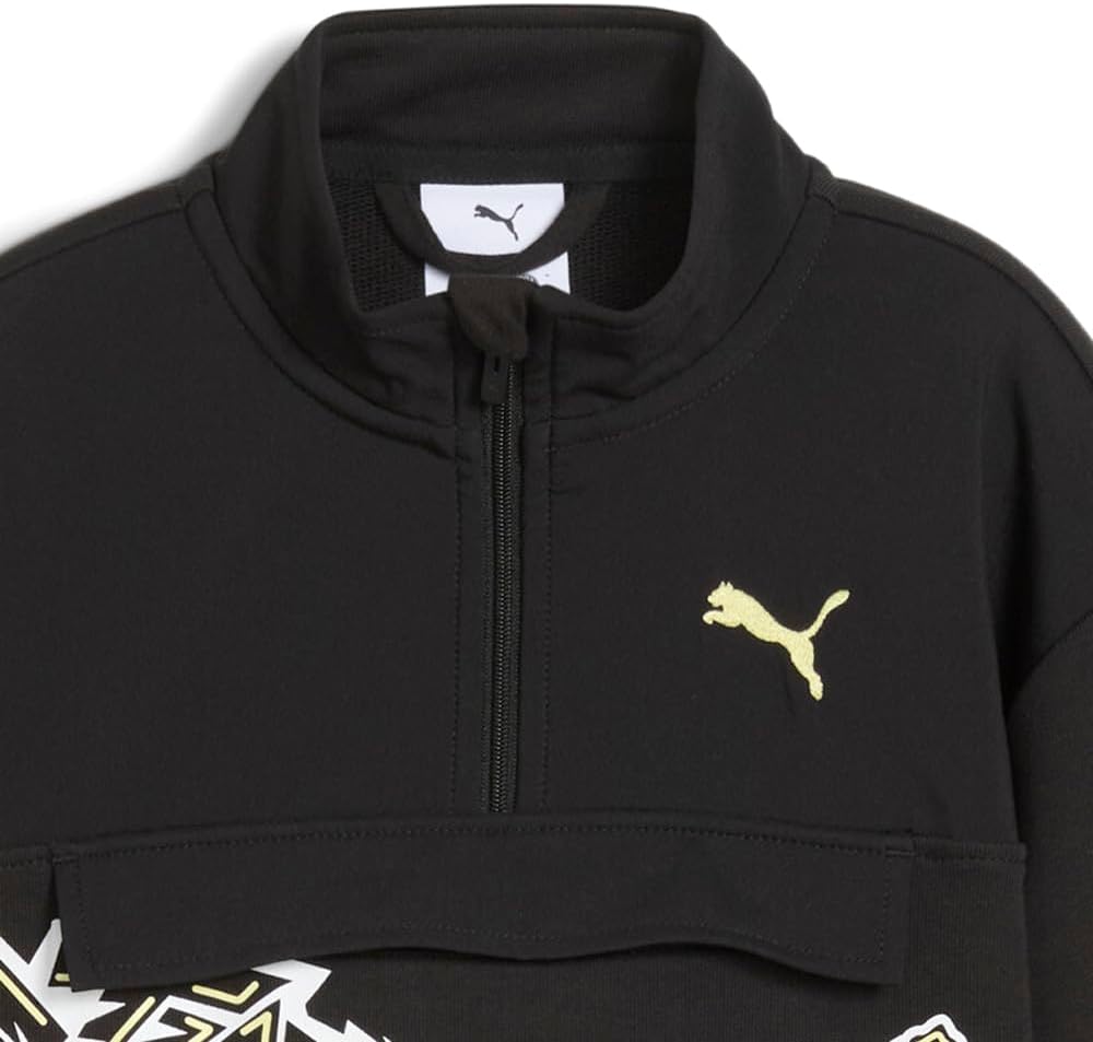 PUMA Kids Boys X Hot Wheels Relaxed Graphic Half Zip Sweater Casual - Black