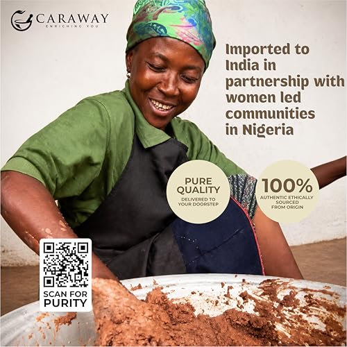 Image of CARAWAY 100% Raw Shea Butter Organic Body Cream for Dry to Very Dry Skin | Long Lasting Moisturizer | Non-Sticky All Season Formula | 100 g