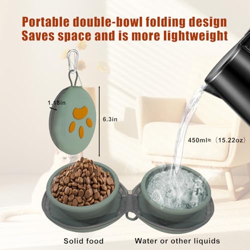 Gdsun Collapsible Dog Bowls, 2-in-1 Silicone Pet Food and Wa