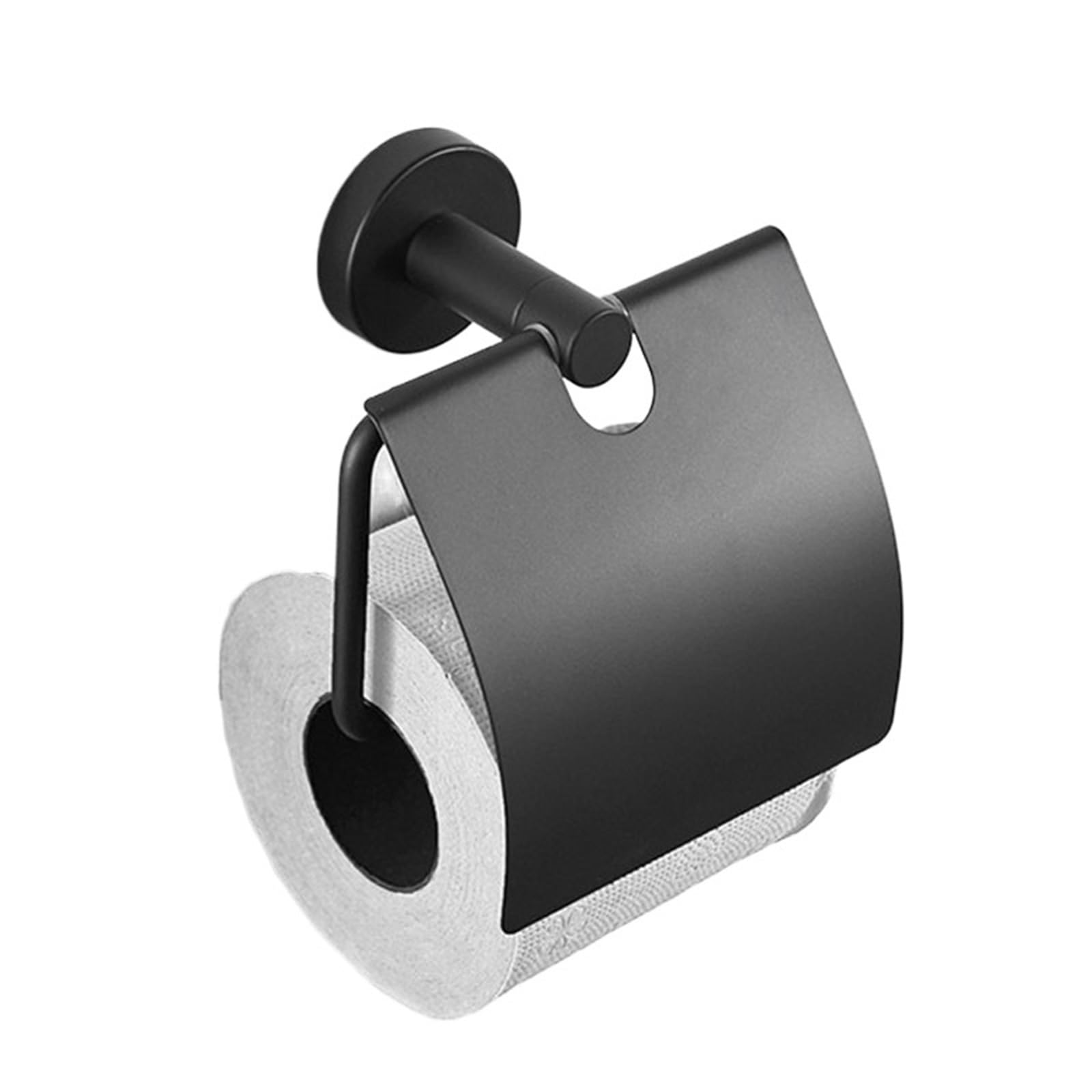 Toilet Roll Holder Wall Mounted Toilet Tissue Paper Holder Towel Rack Black Walnut Roll Creative Solid Wood Hook Bathroom(Black)