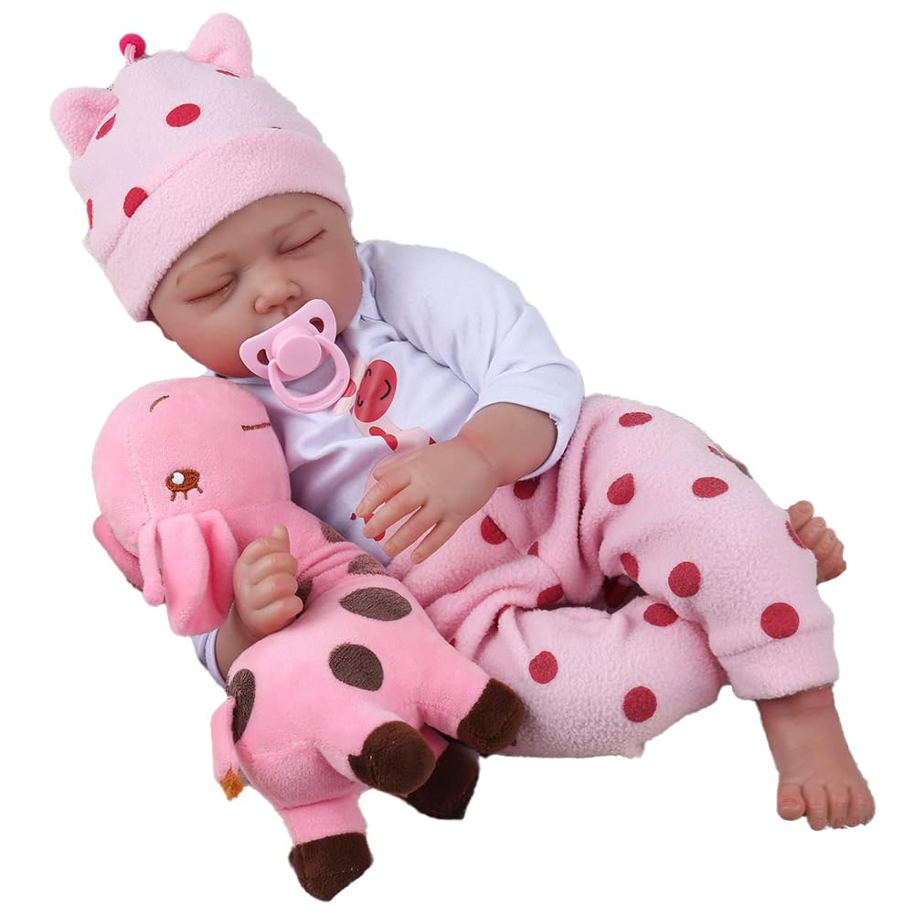 Bambola Realistica, 22 Pollici Bambole Reborn Bambola Morbida In Silicone E Vinile 55 Cm Reborn Femmina Con Accessori, Neonato Bambola Occhi Chiusi Giocattolo Per Bambine 3+ Anni