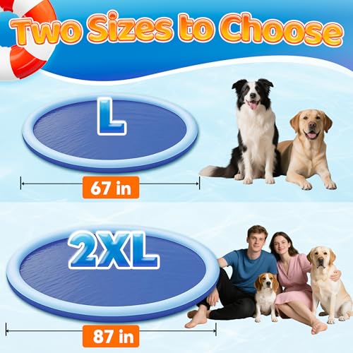 PatiencET Bundle of 63 in Dog Pool Cover and 67\'\' Splash Sprinkler Pad for Dogs for Small Medium Large Pets