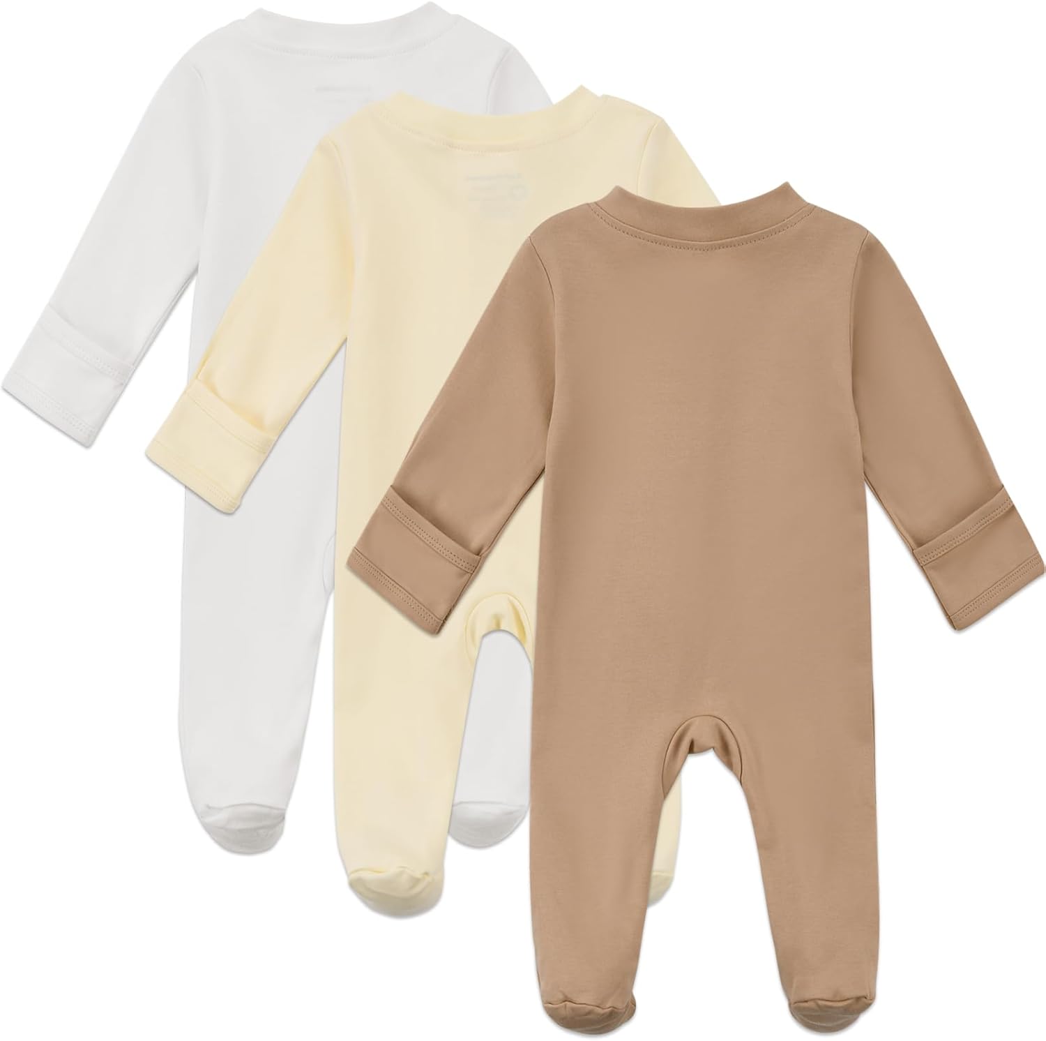 Aablexema Baby Organic Cotton Pajamas 2 Way Zipper Preemie Newborn One Piece Outfit Long Sleeve Footed Sleepwear - Image 2