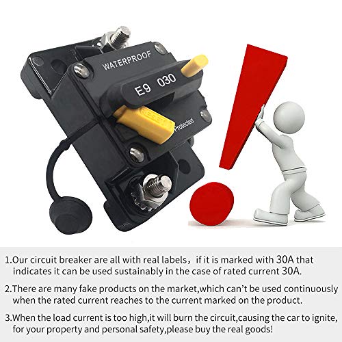 Yorten Disjuntor 30A de bateria dupla com reset manual IP67 à prova d'água 12V 24V fusível