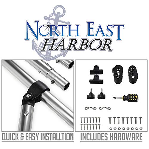 North East Harbor 3 Bow Boat Bimini Top Cover Gray with Rear Support