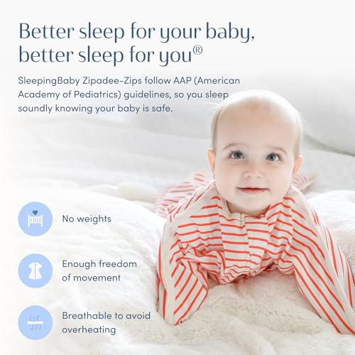 Image of SleepingBaby Zipadee-Zip Transition Swaddle - Cozy Baby Swaddle Blanket with Zipper Convenience - Roomy Wearable Blanket for Easy Diaper Changes - Stripes Strawberry /Cream, X-Small (3-6 Month)