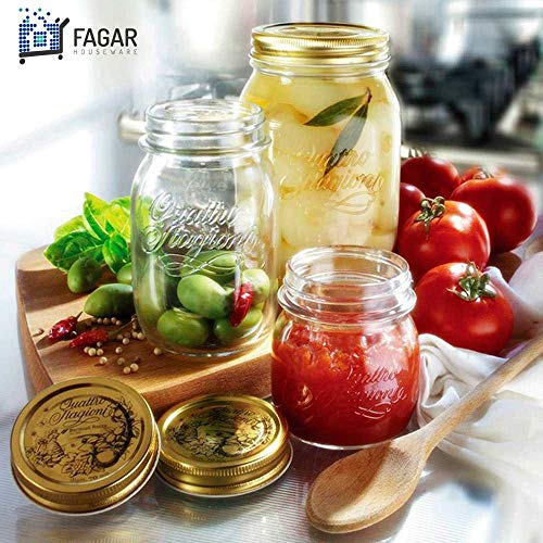 6 Potes Quattro Stagioni 250ml de vidro com fechamento hermético Bormioli Rocco para papinhas e cons