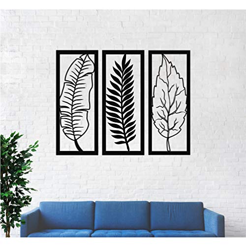 DEKADRON Décoration Murale en métal, Feuilles en métal, décoration Murale en métal, décoration Murale en métal, 3 Panneaux, (124 x 100 cm)