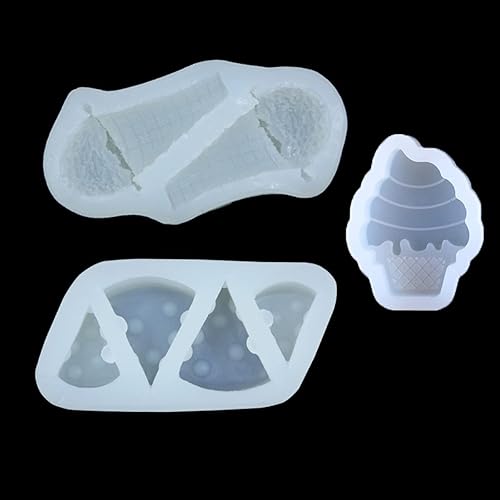 Miniatura 3 de Fondant Mould 3 Pieces Cheese Cone Ice Cream Silicone Candy Mold Cake Decoration Chocolate Aromatherapy Gypsum Mold