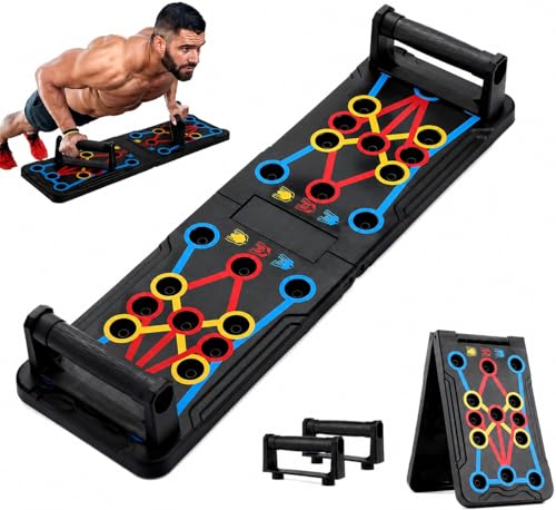 15-in-1 Push Up Board with Handles – Foldable Pushup Bar for Home Gym, 600 lb Capacity, Portable...