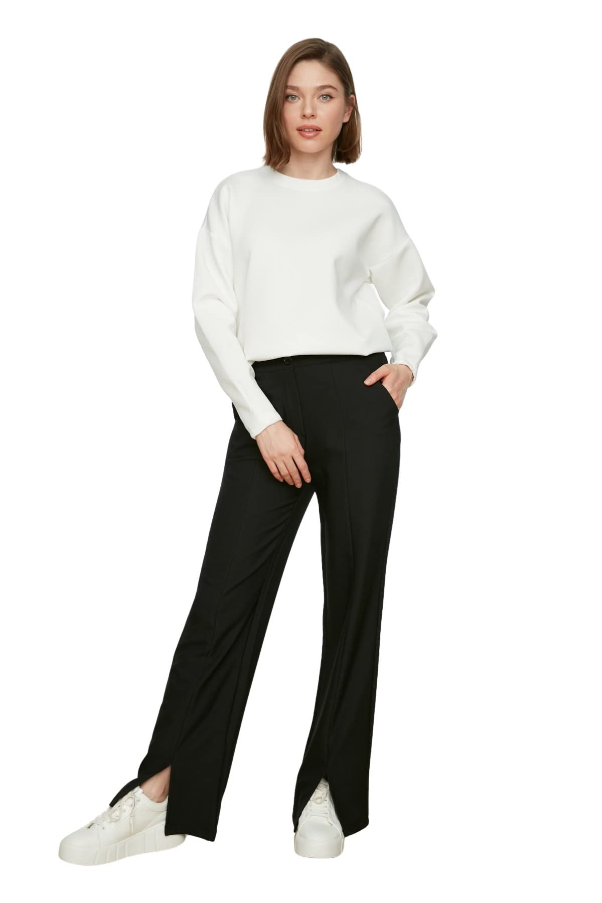 Trendyol Women's Black Basic Normal Waist Straight Pants