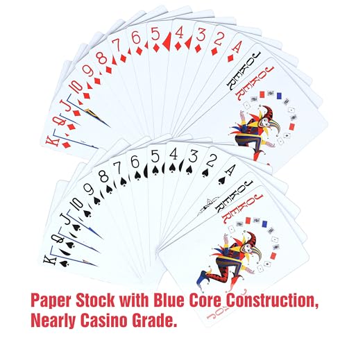 12er-Pack Standard-Spielkarten mit Kunststoffüberzug im Pokerformat – 6 rote und 6 Blaue Decks – Papier mit blauem Kern, Kasino-Qualität, Spielzeug-Geschenk für Familienspiele und Poker – Bild 8
