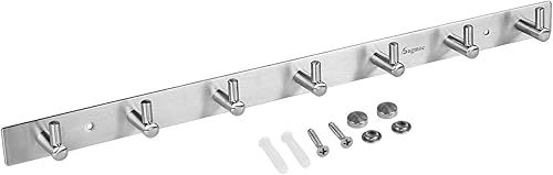Miniatura 3 de Sagmoc Towel Hook Rack Brushed Nickel 17-Inch Coat Hook Rail Wall Mounted with 7 Heavy Duty Hooks, Durable Wall Hangers for Bedroom, Bathroom,