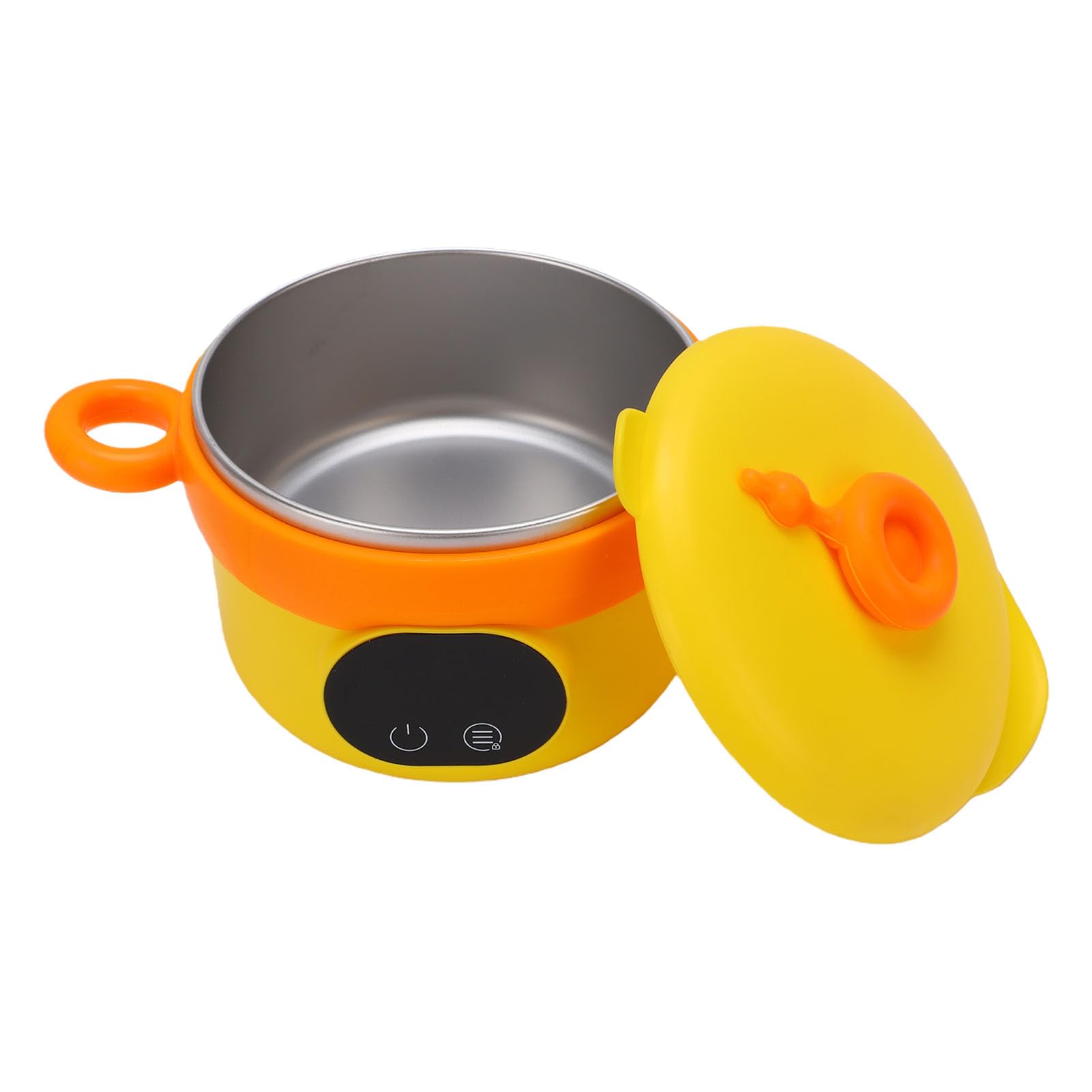 Calentador de Alimentos Eléctrico, Cuenco Portátil Inalámbrico de Acero Inoxidable, 470ML, Recargable, Aislado para Comida de bebé (Naranja)