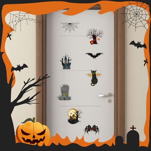 Nqeuepn 1029637 8Pcs Halloween Fridge Magnets, Spooky Magnetic Halloween Car Magnets Spider Bats Tombstone Decorative Holiday Magnet For Refrigerator Cruise Door Garage Door Decorations thumb #2