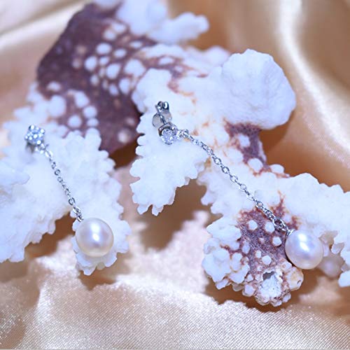 Boucles d'oreilles perles d'eau douce pendantes en argent 925 - 3