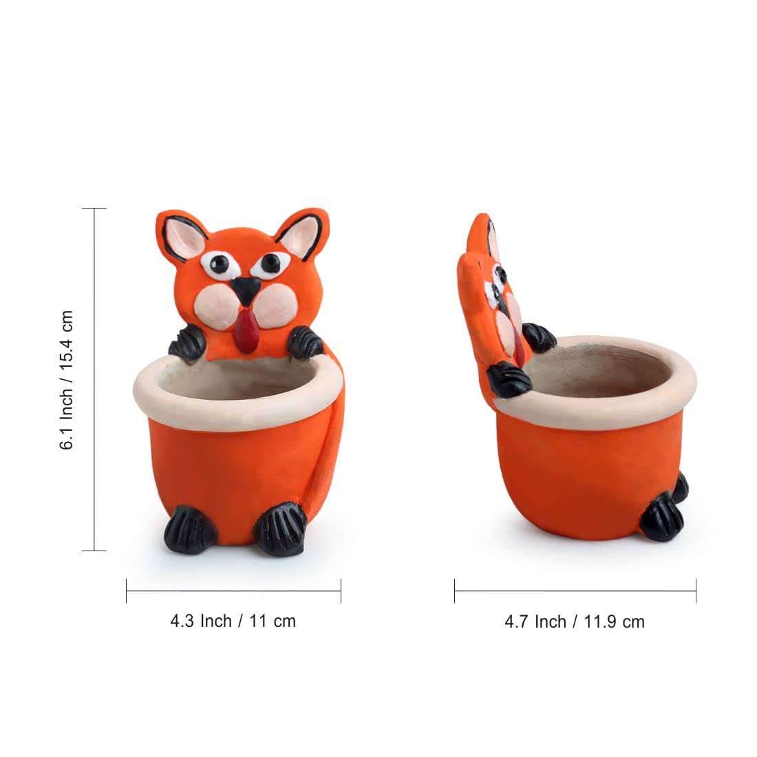 Fiesty Fox Terracotta Planters - Handmade Set of 2 -6
