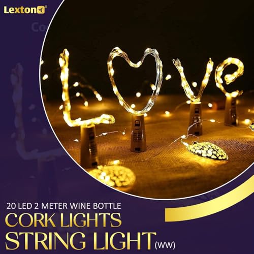 Image of Lexton 20 LED Wine Bottle Cork Lights Copper Wire String Lights (Warm White, Pack of 4) (Warm White - Pack of 4)