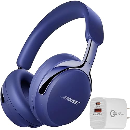 Bose (2nd Gen QuietComfort Ultra Bluetooth Headphones, Wireless Headphones with Spatial Audio, Over Ear Noise Cancelling with Mic, Up to 30 Hours of Play time + 20W Wall Charger (Midnight Violet)