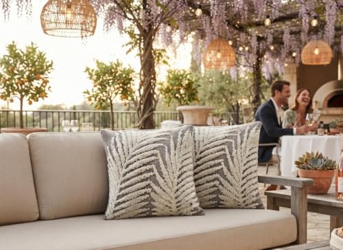 Image of Sofa Cushion Cover Cotton for Living Room Couch Soft Pillow Cover (Grey Leaf, 16 inch x 16 inch)