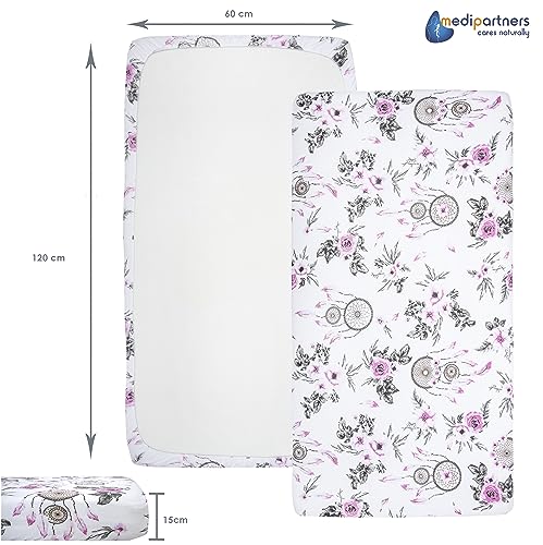 Medi Partners Set of 3 pcs. Fitted Sheet 60x120 cm 100% Cotton Baby Bed Linen Baby Mattress Sleeping Bag Cot Baby Cot - Image 4