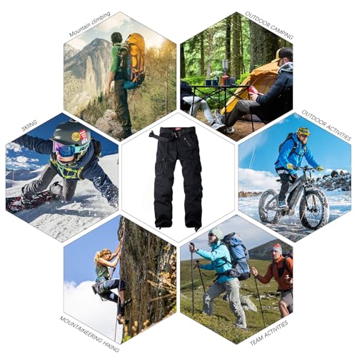 pluvialix Damen Hosen Cargohose Winter Warm Baumwolle Wanderhose Multi Taschen Outdoorhose Workwear Reißverschluss Armee Militär Relaxed-Fit TrekkinghoseSchwarz Tag 2