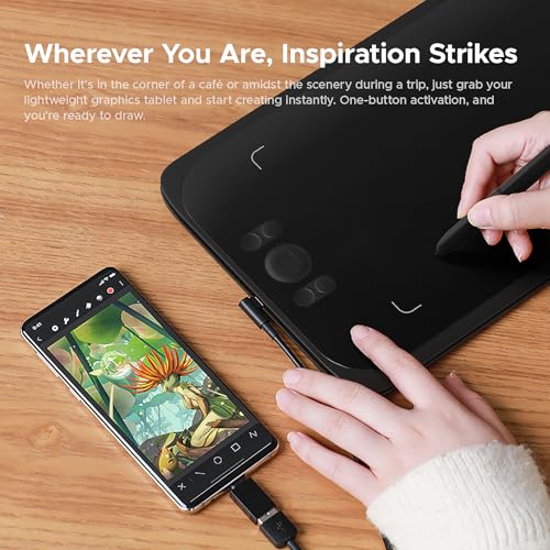 Image of Ugee Drawing Tablet Pad,Digital Graphics Tablets M808 10x6 Inch, 8192, 8 Shortcut Keys, Digital Art for Paint, Sketch,Design, Teaching&Study for PC /Mac /Computer /Chrome Os /Android, Student,Kids Gift
