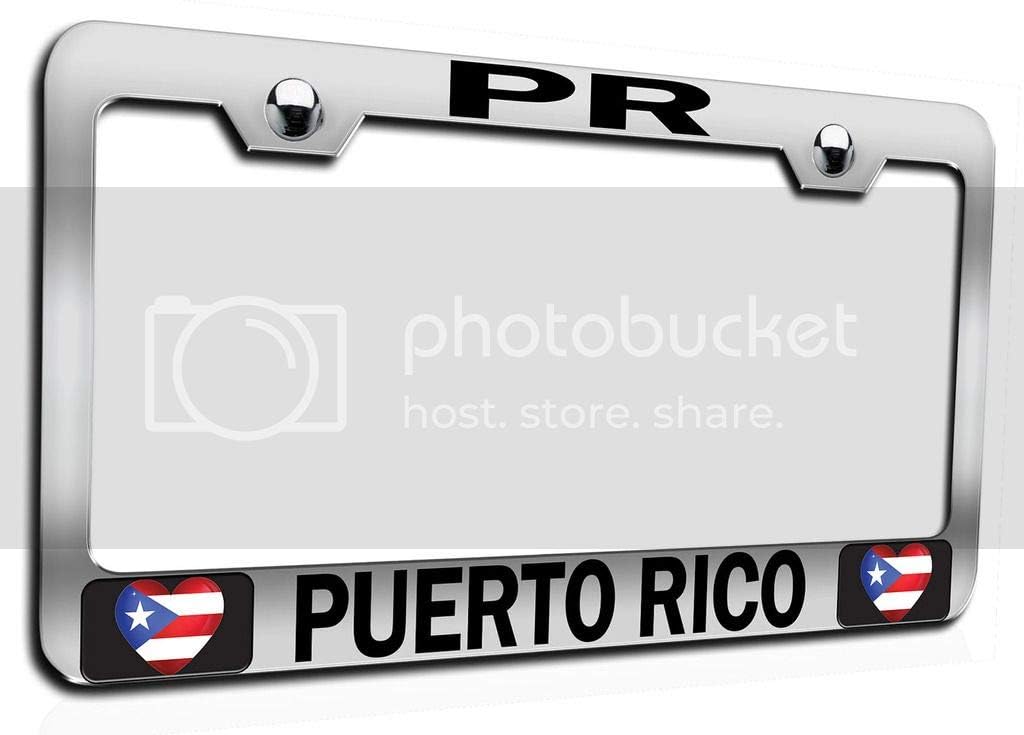 Makoroni - PR Puerto RICO Puerto Rico Rican Chrome Metal License Plate Frame Tag Holder, #g72