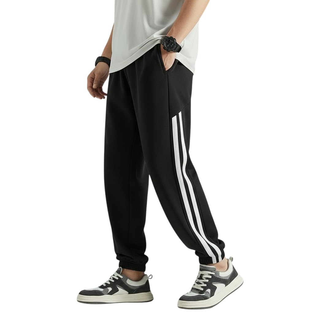 Tokyo Talkies Loose fit Elastic Cinch Bottom Joggers/Loose fit, Easy Travelling Style Lowers/Trekking, Plane Hopping,Relaxed Casual Lounge Pants for Men in neutral