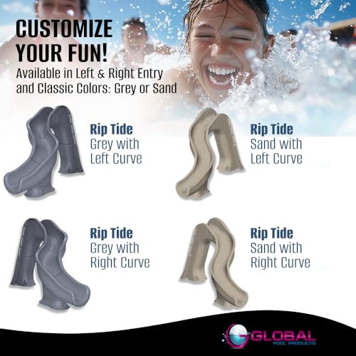 Global Pool Products RIP Tide Inground Swimming Pool Water Slide Deck Mounted Right Curve Turn Grey GPPSRT-Grey-R - Thumbnail 7