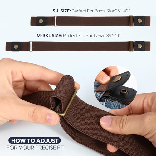 Image of WHIPPY No Buckle Stretch No Show Belt for Men 1.38 inches Wide, Buckless Invisible Elastic Belt for Jeans Pants