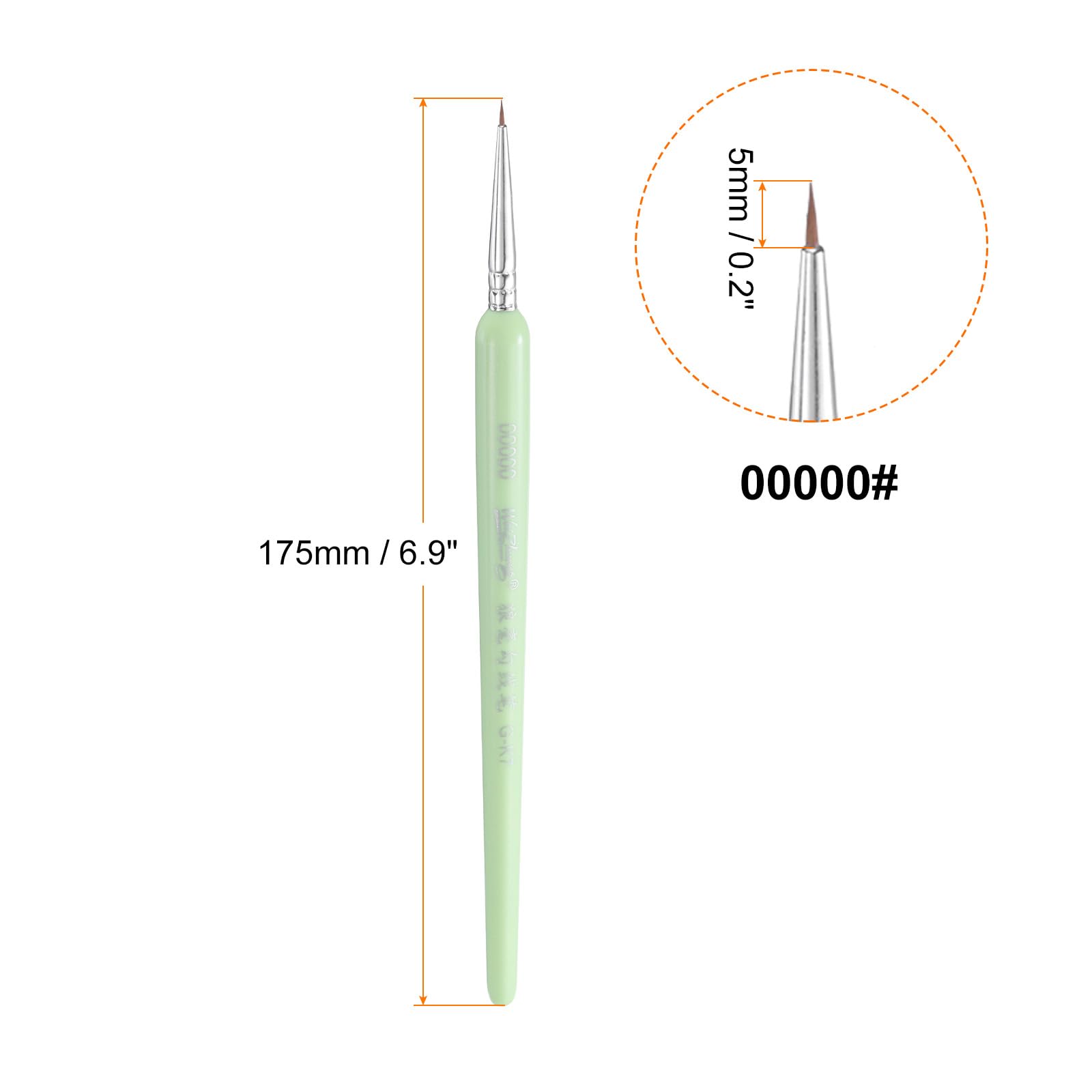 5 Detail Paint Brushes 00000 Size - 3mm Pointed Tip For Miniature Painting
