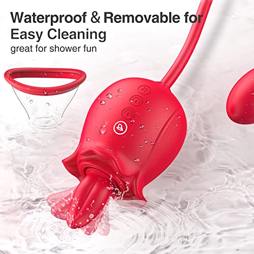 Rose Sex Toy For Womens Sex - 3In1 Upgrade Rose Sex Stimulator For Women With 7 Tongue Licking & 3 Thrusting Vibrator Dildo Adult Sex Toys For Couples G Spot Vibrators Clitoral Nipple Quick Pleasure #TOP4