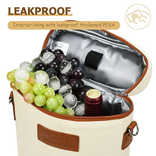 Tirrinia 2 Bottle Wine Gift Tote Carrier - Leakproof & Insulated Padded Versatile Wine Cooler Bag for Travel, BYOB Restaurant, Wine Tasting, Party, Dinner,Gift for Wine Lovers, Beige by Tirrinia - Image 2