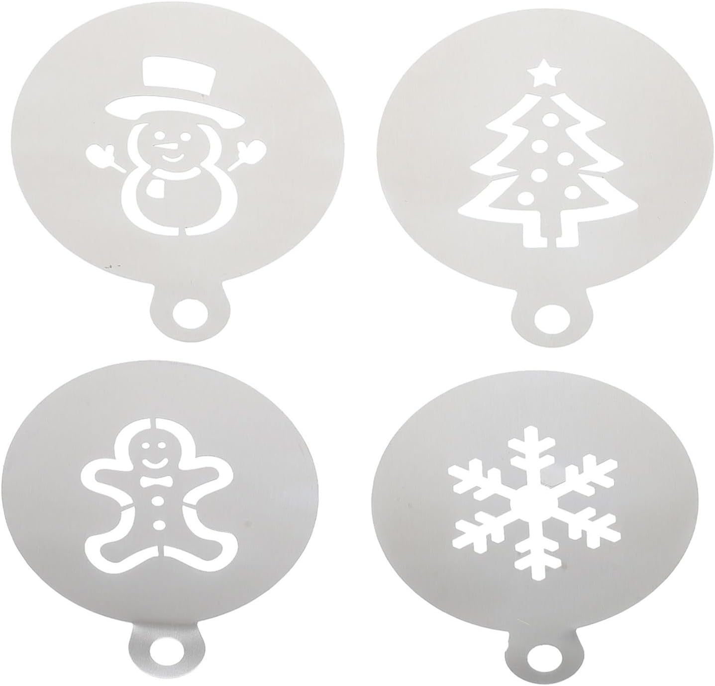 Christmas Cake Stencils for Decorating Xmas Stainless Steel 4 Pcs