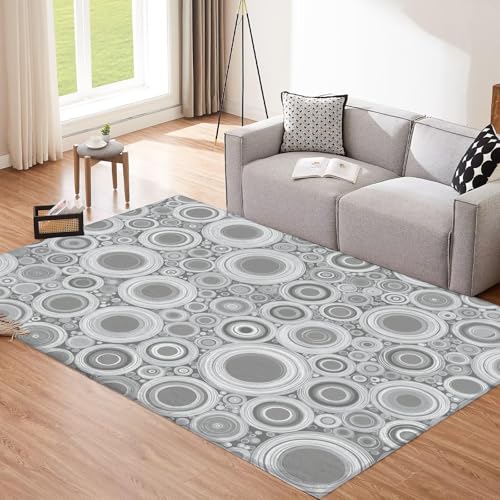 Tapis abstrait charbon de bois haute qualité imprimé géométrique salon - 3