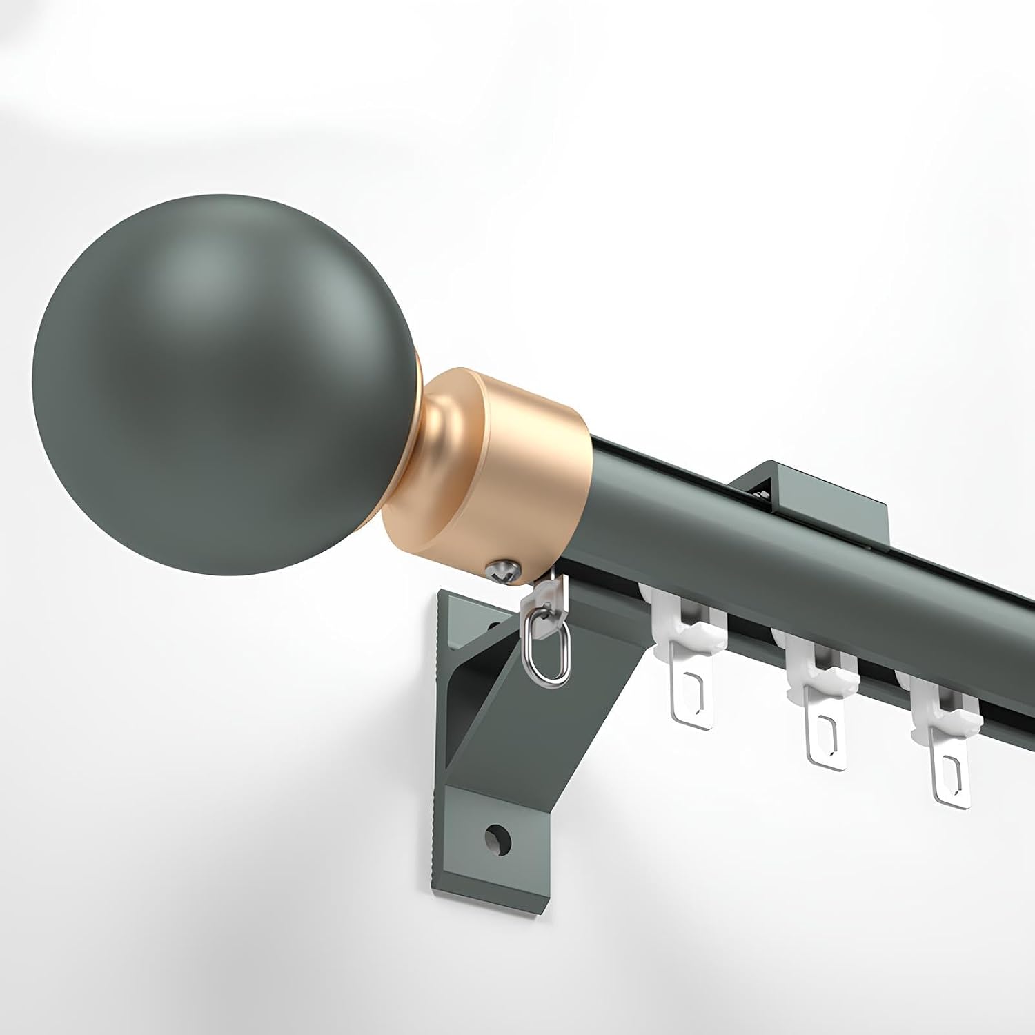 Sliding Curtain Rod Kit 360cm Wall Track with Round Decorative Head Perfect for Living Room Bedroom BalconyBlue Easy Installation Durable Design